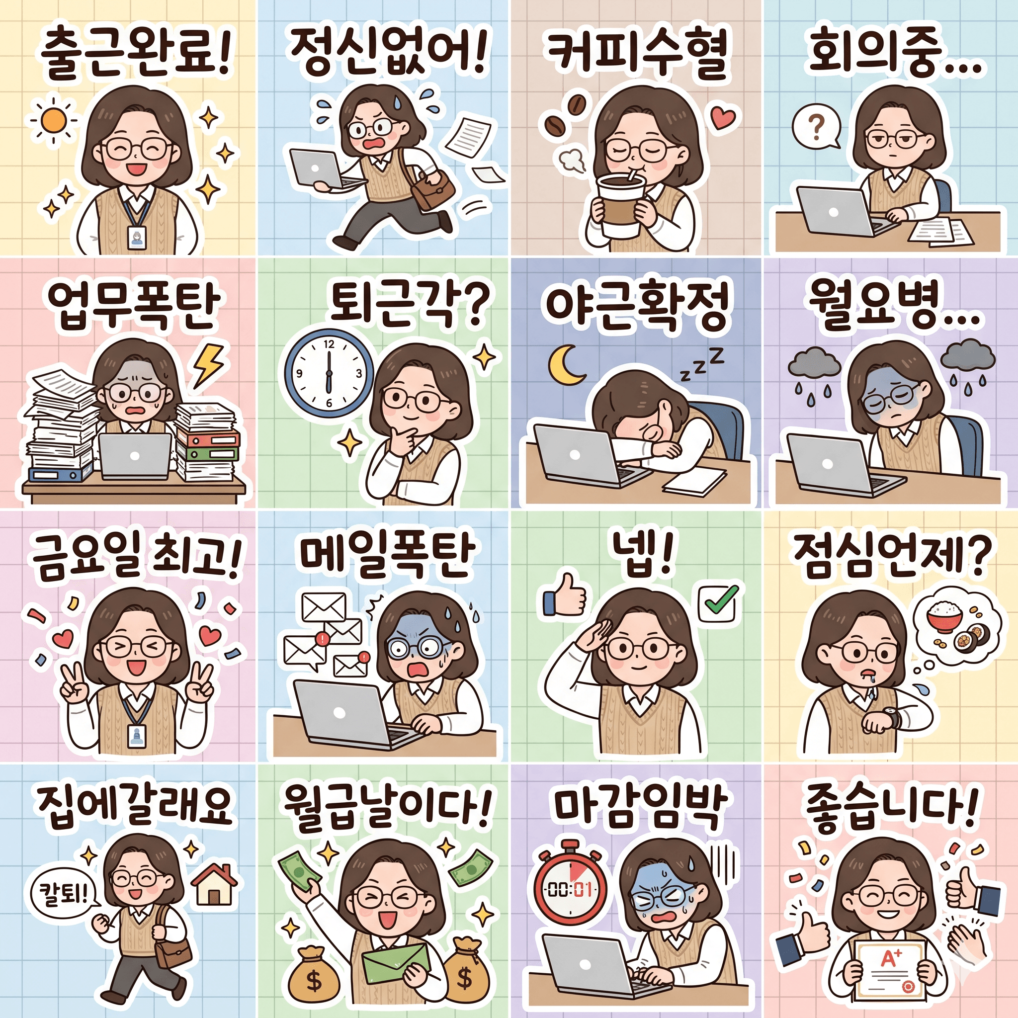 카카오톡 이모티콘 16컷